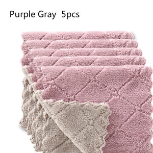 Double-layer Absorbent Microfiber Kitchen Dish Cloth