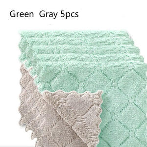 Double-layer Absorbent Microfiber Kitchen Dish Cloth