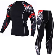 Load image into Gallery viewer, Male Gym Fitness Compression Training Sportswear Tees Tops + Leggings