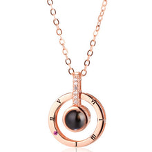 Load image into Gallery viewer, Rose Gold or Silver 100 Languages &quot;I Love You&quot; Projection Pendant Necklace