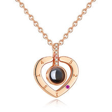 Load image into Gallery viewer, Rose Gold or Silver 100 Languages &quot;I Love You&quot; Projection Pendant Necklace