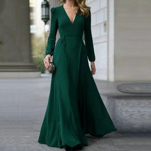 Load image into Gallery viewer, Women  Formal Maxi V Neck Long Sleeve Solid Color Bandage Evening Gown