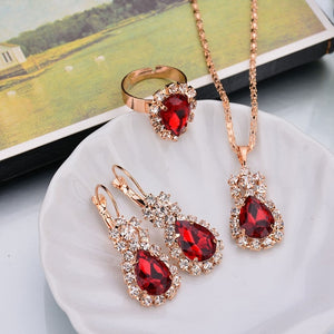 Water Drop Pendant Necklace/Earrings/Rings Sets