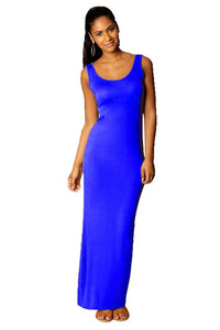 Women Elegant  Sexy O-neck Sleeveless Slim Maxi Dress