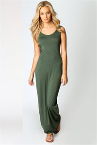 Women Elegant  Sexy O-neck Sleeveless Slim Maxi Dress