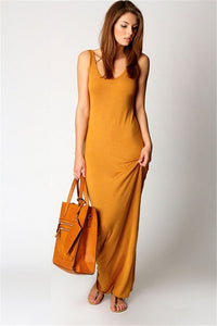 Women Elegant  Sexy O-neck Sleeveless Slim Maxi Dress