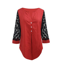 Load image into Gallery viewer, Button V Neck Blouse with Asymmetric Hem