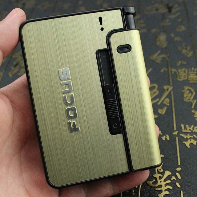 Automatic Metal Cigarette Case with Lighter