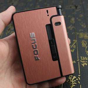 Automatic Metal Cigarette Case with Lighter