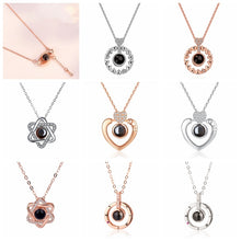 Load image into Gallery viewer, Rose Gold or Silver 100 Languages &quot;I Love You&quot; Projection Pendant Necklace