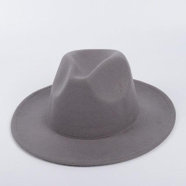 Unisex Woolen Fedora Hat with Leather Ribbon