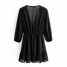 Load image into Gallery viewer, Ruffles Lace Chiffon Mini Dress with 3/4 Sleeves