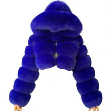 Load image into Gallery viewer, Plus size Women Jacket 2021 Fashion Autumn Winter Faux Fur Cropped Coat Fluffy Zip Hooded Warm Short Jacket