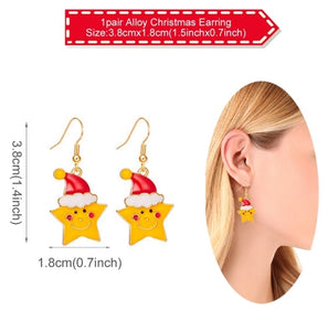 QIFU Santa Claus Snowman Necklace Snowflakes Eardrop Merry Christmas Decor for Home 2021 Christmas Gift Xmas Decor New Year 2022