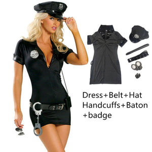 Black or Blue Sexy Cop Officer Costume Set-Different Styles