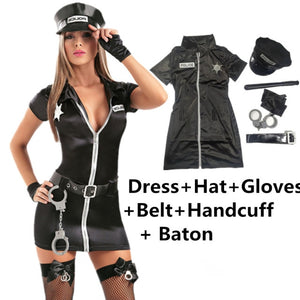 Black or Blue Sexy Cop Officer Costume Set-Different Styles