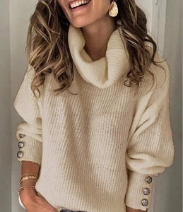 Autumn and winter 2021 European and American women's sweater high neck sweater top fashion versatile sweater