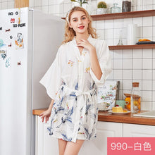 Load image into Gallery viewer, Ice silk pajamas women&#39;s silk nightgown large home Nightgown bathrobe Two piece women&#39;s suit