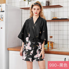 Load image into Gallery viewer, Ice silk pajamas women&#39;s silk nightgown large home Nightgown bathrobe Two piece women&#39;s suit