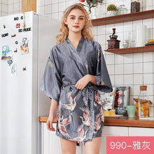 Load image into Gallery viewer, Ice silk pajamas women&#39;s silk nightgown large home Nightgown bathrobe Two piece women&#39;s suit