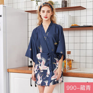 Ice silk pajamas women's silk nightgown large home Nightgown bathrobe Two piece women's suit