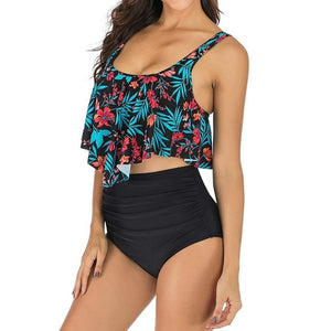 2021 New Swimsuit Two Pieces Women Bathing Suit Swimwear Summer Top Ruffled High Waisted Bottom Bikini Mujer Set Cover Up Beach