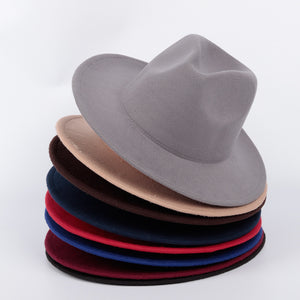 Unisex Woolen Fedora Hat with Leather Ribbon