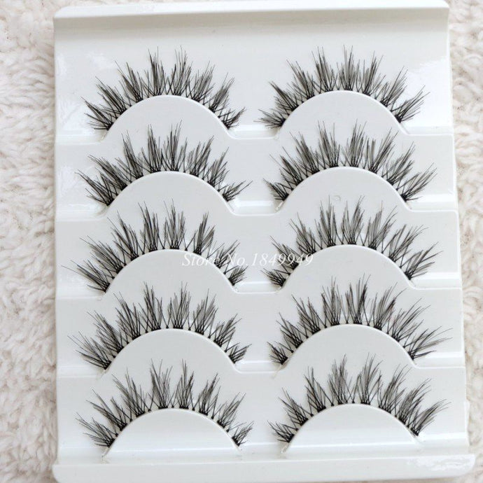 5 Pairs Set Handmade Lashes Transparent Stems