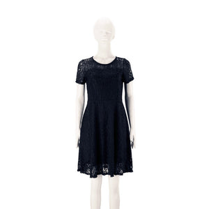 Women Elegant Sweet Hallow Out Short Sleeved Lace Dress