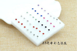 Unisex WLP 8 10 20 pairs/set Colorful Crystal Stud Earrings