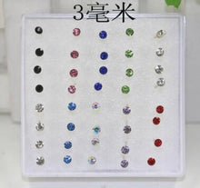 Load image into Gallery viewer, Unisex WLP 8 10 20 pairs/set Colorful Crystal Stud Earrings