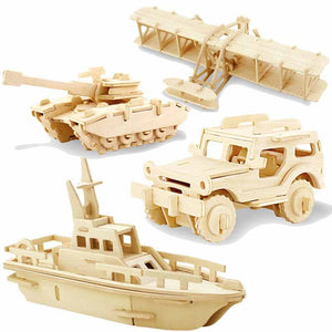 3D Wooden Vehicles Puzzles