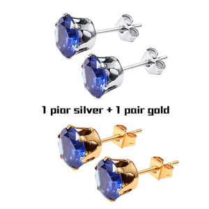 Small Zircon Crystal Stud Earrings In Stainless Steel