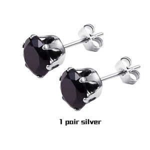 Small Zircon Crystal Stud Earrings In Stainless Steel