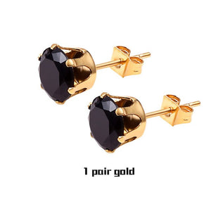 Small Zircon Crystal Stud Earrings In Stainless Steel