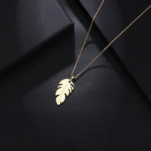 Women Stainless Steel Feather Shape Jewelry - Choice of Necklace, Bracelet,or Earrings