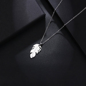 Women Stainless Steel Feather Shape Jewelry - Choice of Necklace, Bracelet,or Earrings