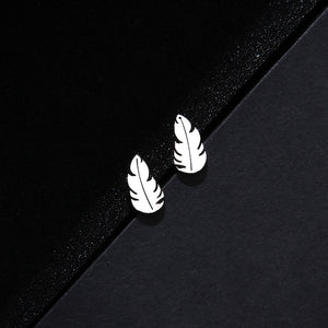 Women Stainless Steel Feather Shape Jewelry - Choice of Necklace, Bracelet,or Earrings