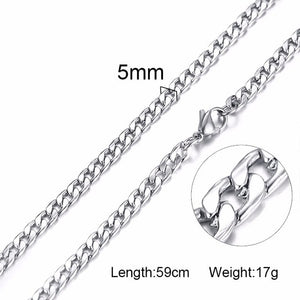 Unisex Stainless Steel Chain Link-Silver/Gold Filled Solid Necklace Choker