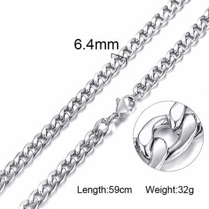 Unisex Stainless Steel Chain Link-Silver/Gold Filled Solid Necklace Choker