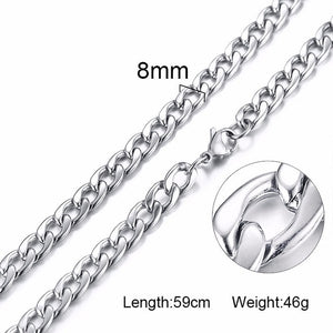 Unisex Stainless Steel Chain Link-Silver/Gold Filled Solid Necklace Choker