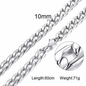 Unisex Stainless Steel Chain Link-Silver/Gold Filled Solid Necklace Choker