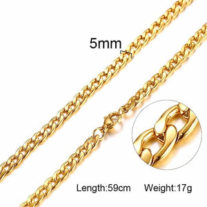 Unisex Stainless Steel Chain Link-Silver/Gold Filled Solid Necklace Choker