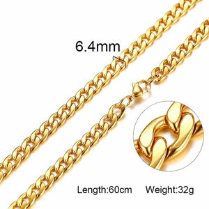 Unisex Stainless Steel Chain Link-Silver/Gold Filled Solid Necklace Choker