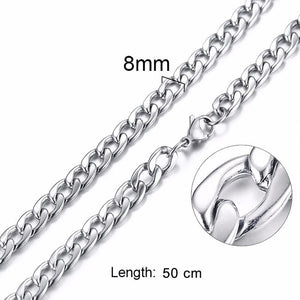 Unisex Stainless Steel Chain Link-Silver/Gold Filled Solid Necklace Choker