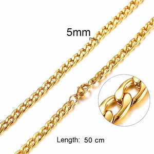 Unisex Stainless Steel Chain Link-Silver/Gold Filled Solid Necklace Choker