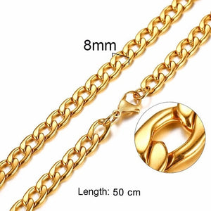 Unisex Stainless Steel Chain Link-Silver/Gold Filled Solid Necklace Choker