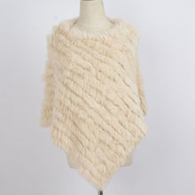 Load image into Gallery viewer, Women&#39;s Knitted Poncho with  Real Rabbit Fur