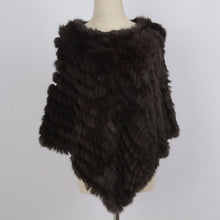 Load image into Gallery viewer, Women&#39;s Knitted Poncho with  Real Rabbit Fur