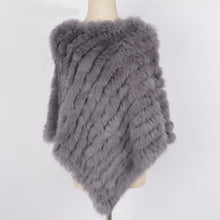 Load image into Gallery viewer, Women&#39;s Knitted Poncho with  Real Rabbit Fur